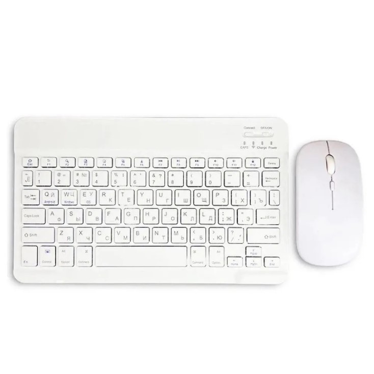 Бездротова клавіатура RGB (UKR) + Мишка Bluetooth  ( Комплект 2в1) White-0