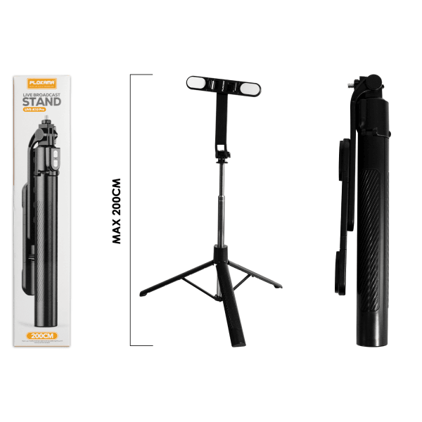 Монопод PLOKAMA LIVE-K10 PRO (2,0m /2 Led лампи) чорний-0