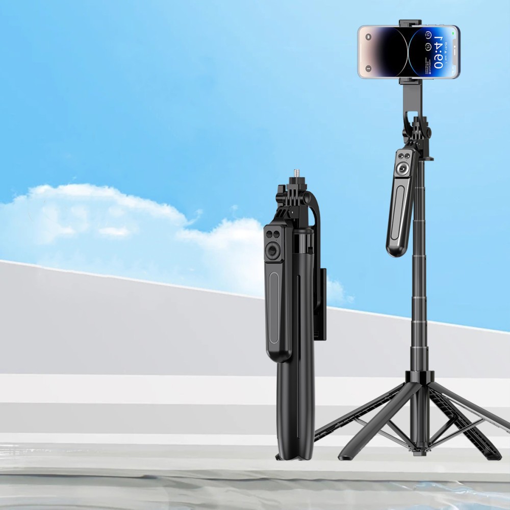 Монопод A17 Long на штативі 1.8 m Bluetooth (360° Rotating Pan Tilt) (Чорний)-2