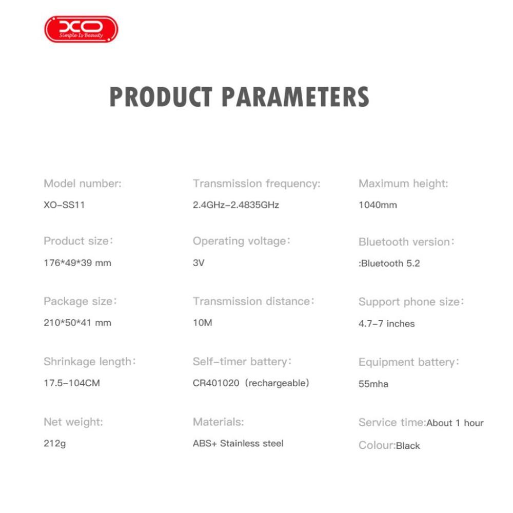 Монопод XO SS11 Bluetooth 100 см (Чорний)-5