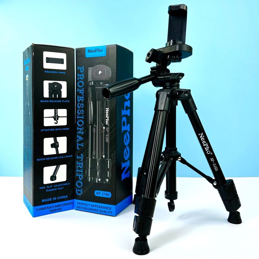 Штатив-трипод NeePho NP-3160 для камери та телефону (Чорний)-0