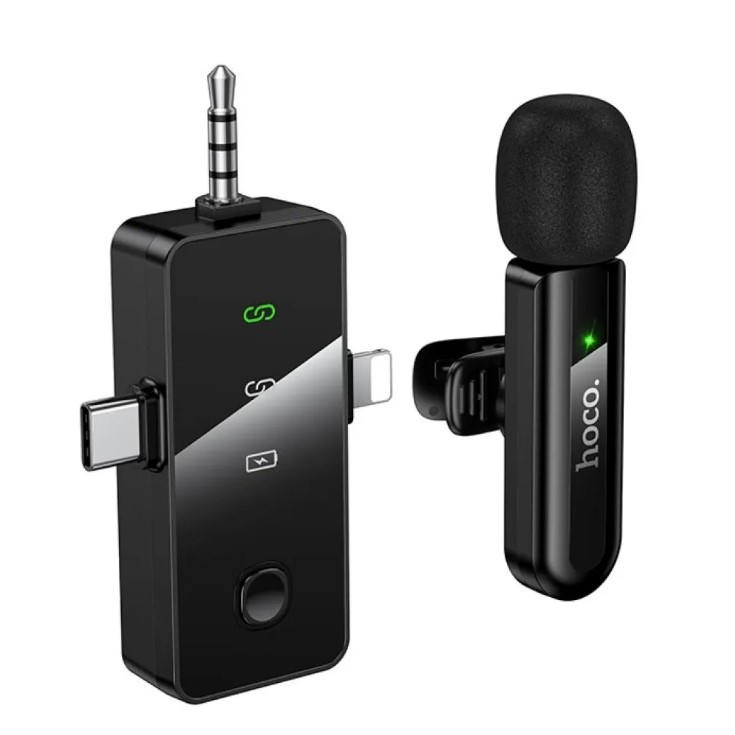 Мікрофон HOCO L20B Fair wireless microphone (iP/Type-C/3.5) Чорний-1
