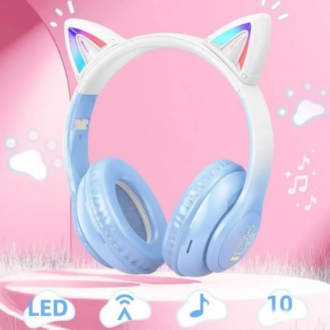 Бездротові навушники Hoco EW42 Cat ears Bluetooth (Блакитний)-2