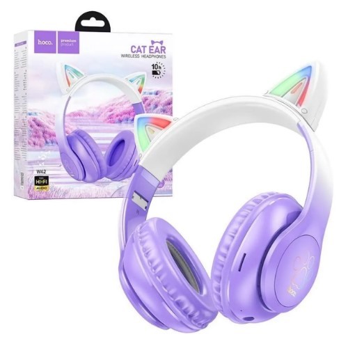 Бездротові навушники Hoco EW42 Cat ears Bluetooth (Фіолетові)-0