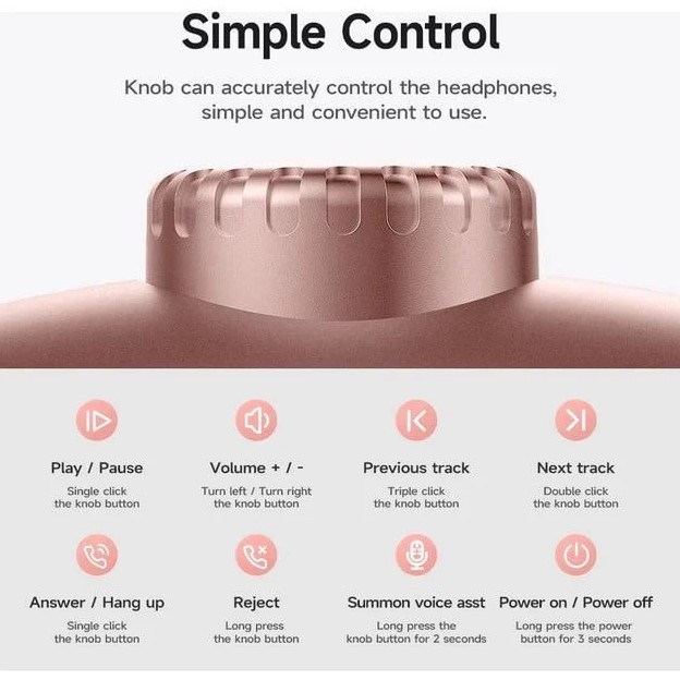 Бездротові навушники Hoco W35 Max Joy Рожеві-3