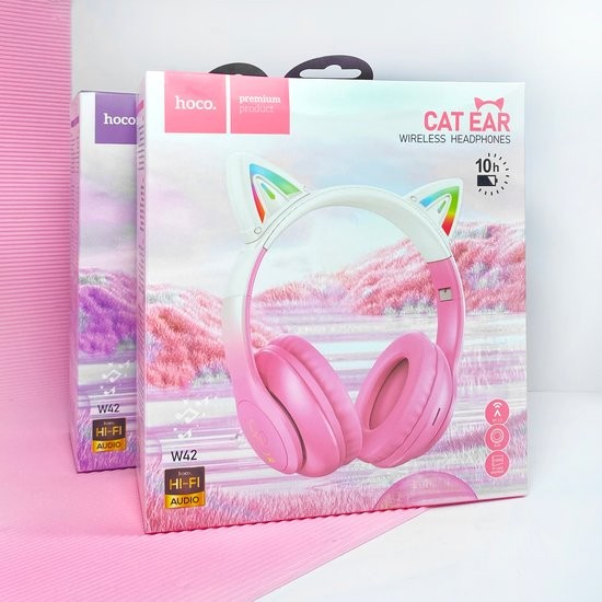 Бездротові навушники Hoco EW42 Cat ears Bluetooth (Рожеві)-0