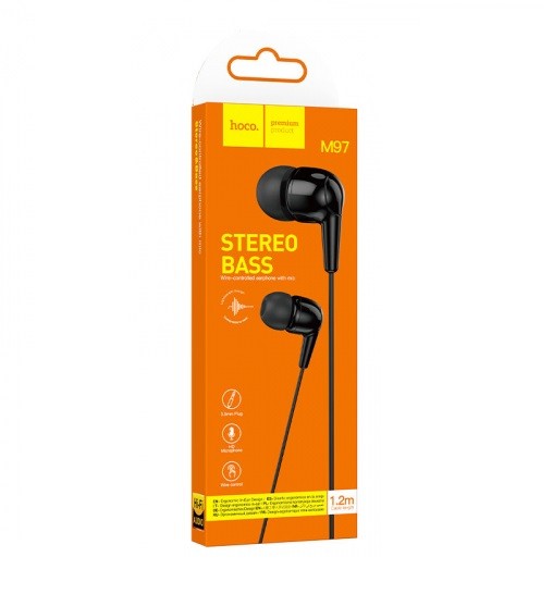 Навушники HOCO M97 Enjoy universal earphones with mic 1,2m Чорні-0
