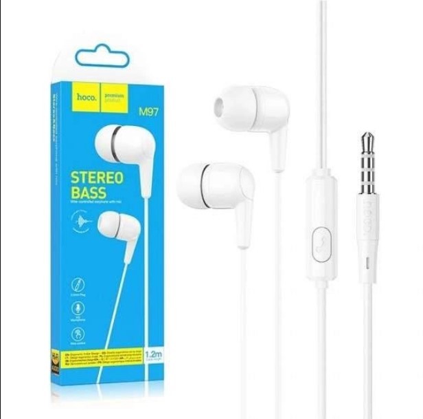 Навушники HOCO M97 Enjoy universal earphones with mic 1,2m білі-0