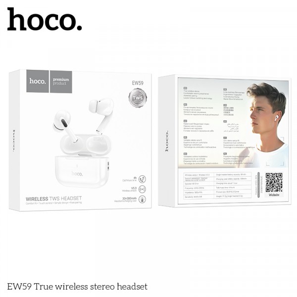 Навушники Hoco EW59 True wireless stereoбілі-0