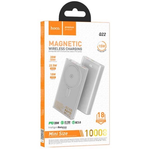 Power Bank Hoco Q22 Taurus 22.5W+PD20W magnetic fully compatible with digital displaу 10000mA Gray-0