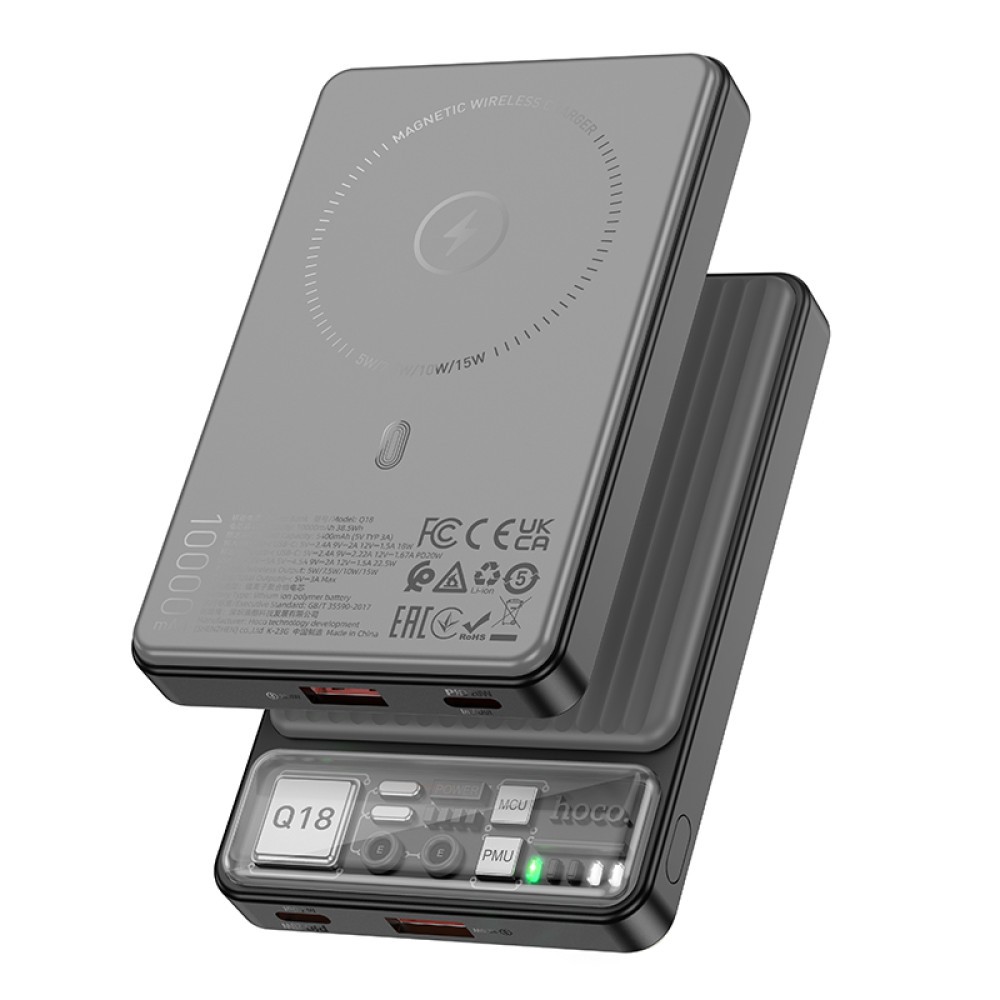 Power Bank Hoco Q18 Tourer 10000mAh 22.5W Type-C/USB+ БЗ 15W(MagSafe) (Чорний)-1