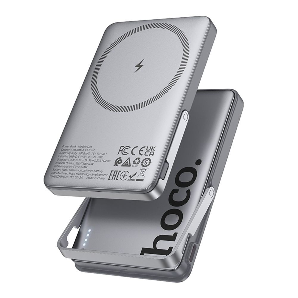 Power Bank Hoco Q36 Sunlight PD20W magnetic suction+holder 5000mAh (Сірий)-1