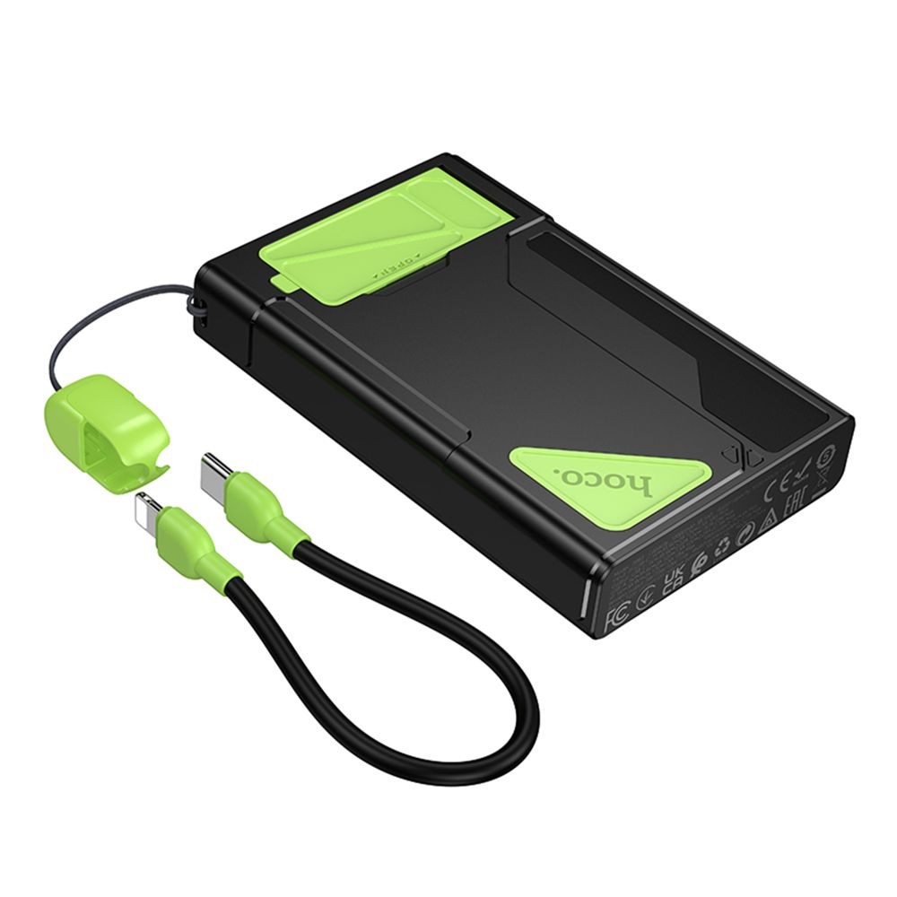 Power Bank Hoco DB83 22.5+PD20W magnetic, cable 10000mAh (Чорниий/Зелений)-5