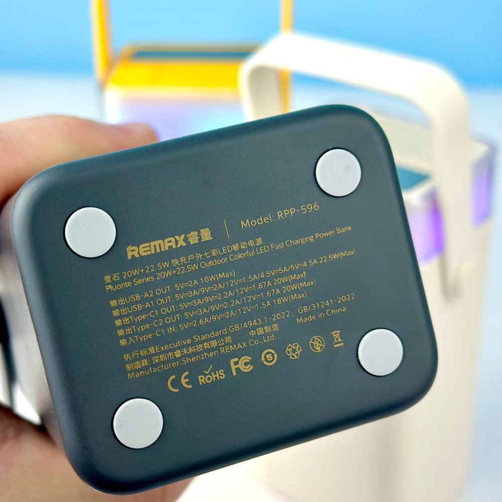 Power Bank Remax RPP-596 40000mAh Fluorite Series PD+QC 20W+22.5W з LED підсвічуванням (Сірий)-1