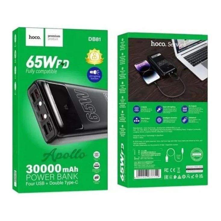 Павербанк Hoco DB81 Apollo PD65W 30 000mAh Black-0
