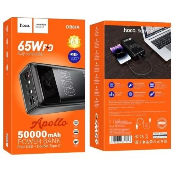 Павербанк Hoco DB81 Apollo PD65W 50 000mAh Black-0