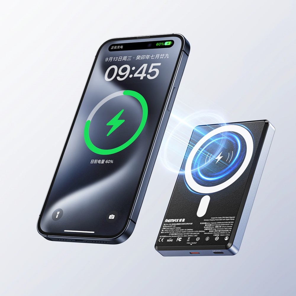 Power Bank Remax RPP-109 10000mAh PD20W Magnetic Wireless (Чорний)-3