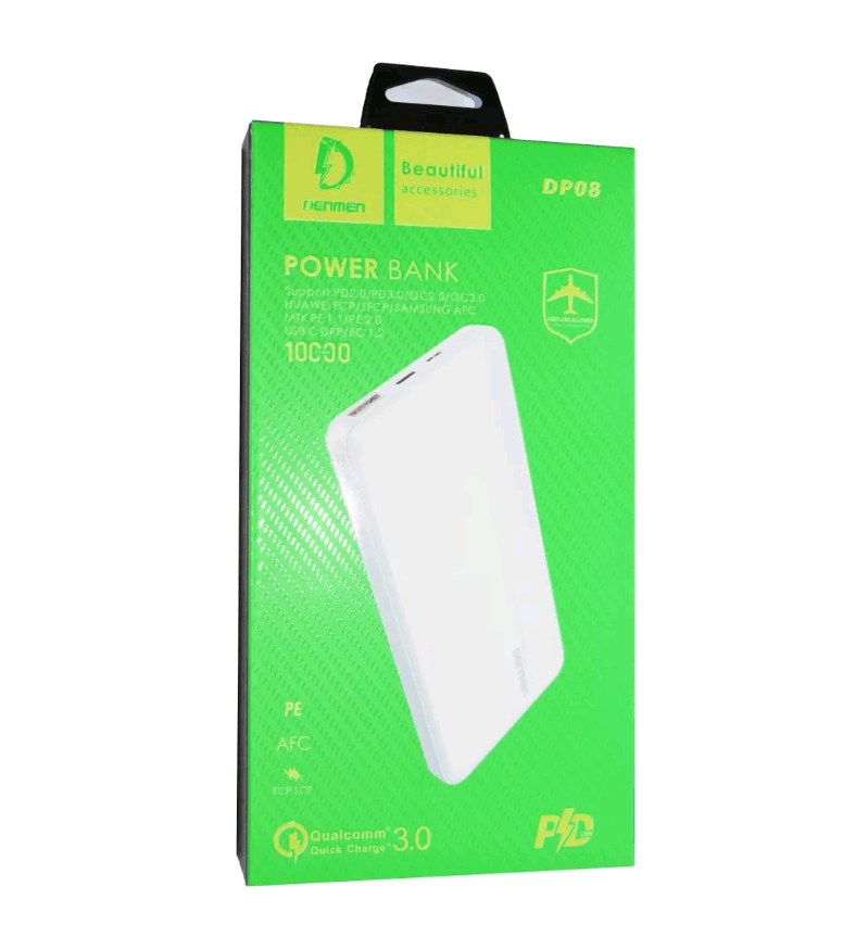 Power Bank Denmen DP08 10000mAh PD+QC3.0 Швидка зарядка (Чорний)-0