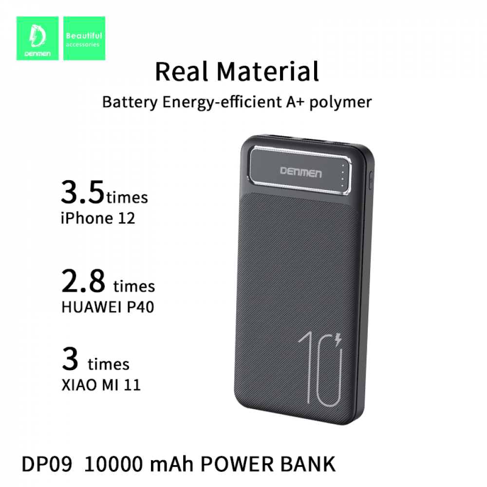 Power bank Denmen DP09 10000mAh (Чорний)-0