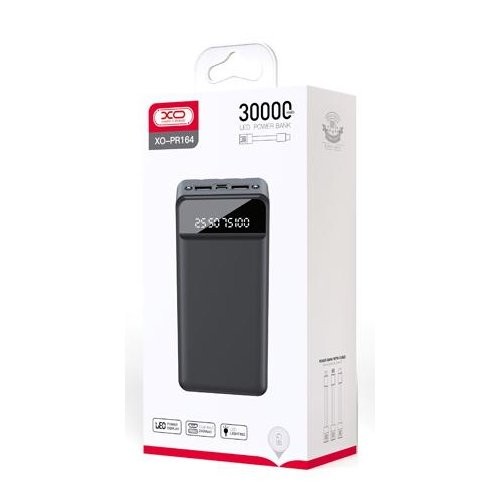 Power Bank XO PR164 with Flashlight 2USB+Type-C 30000mAh Black-0