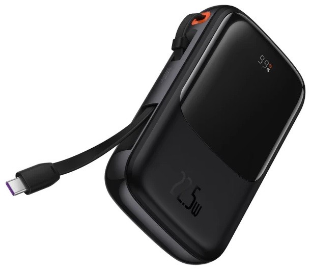 Power Bank Baseus Q pow Digital Display 3A 10000mAh (With IP Cable) Black-1