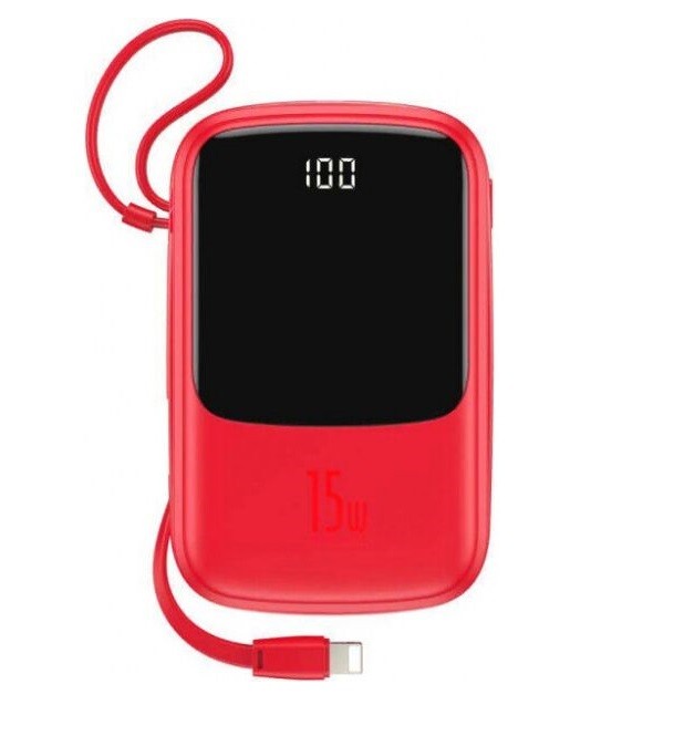 Power Bank Baseus Q pow Digital Display 3A 10000mAh (IP Cable) Red-0