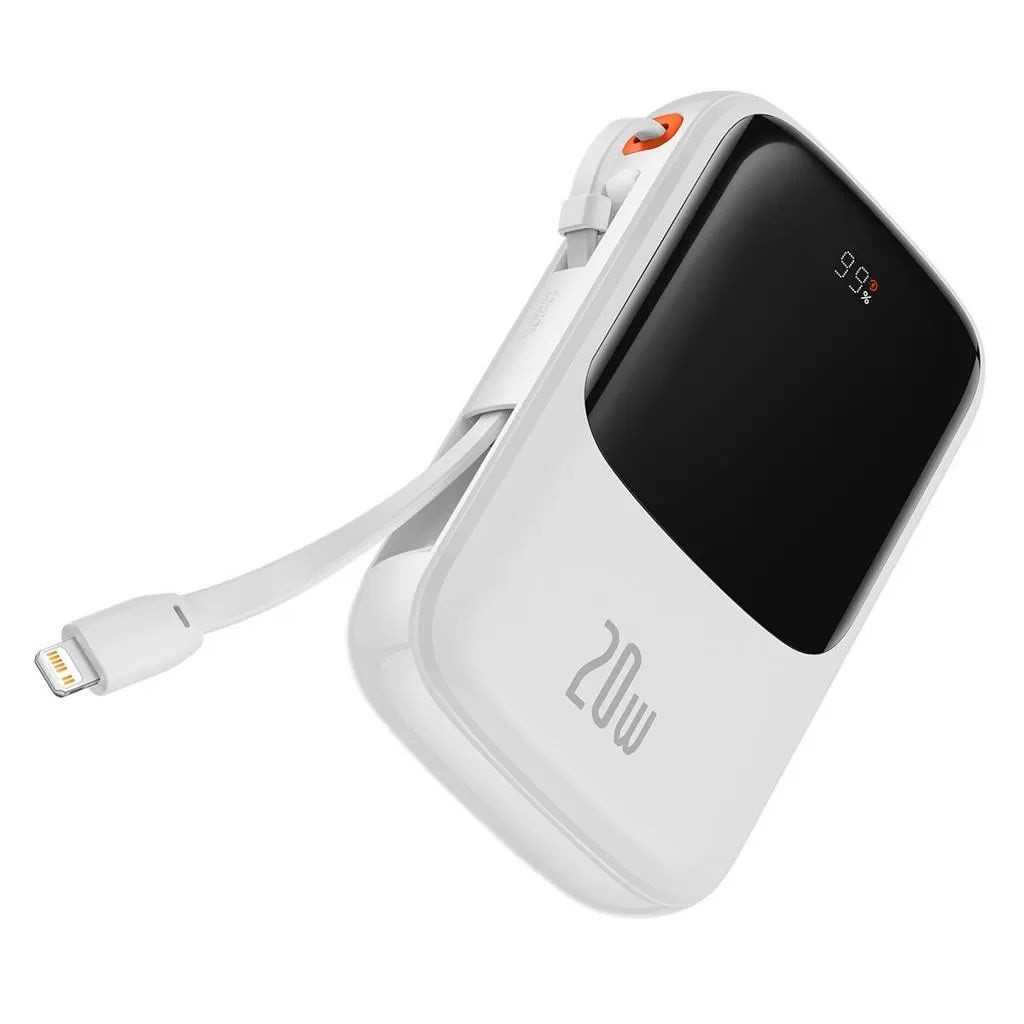 Power Bank Baseus Q pow Digital Display 3A 10000mAh (With IP Cable) White-0