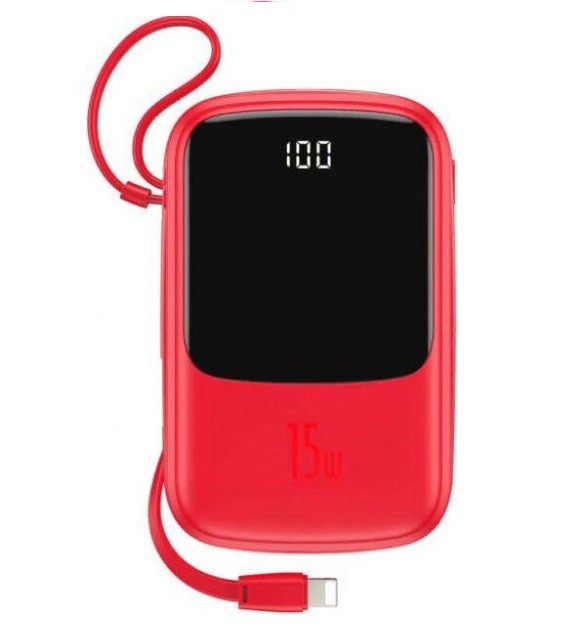 Power Bank Baseus Q pow Digital Display 3A 10000mAh (Type-C Cable) Red-0