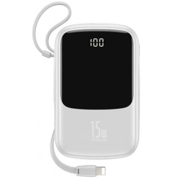 Power Bank Baseus Q pow Digital Display 15W 20000mAh (Type-C Cable) White-0