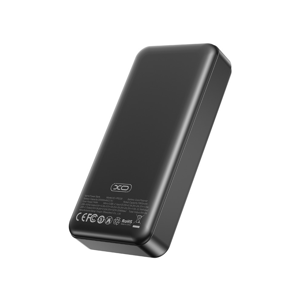 Power Bank XO PR239 20000mAh USB-C 20W/USB-A 22.5W (Чорний)-1