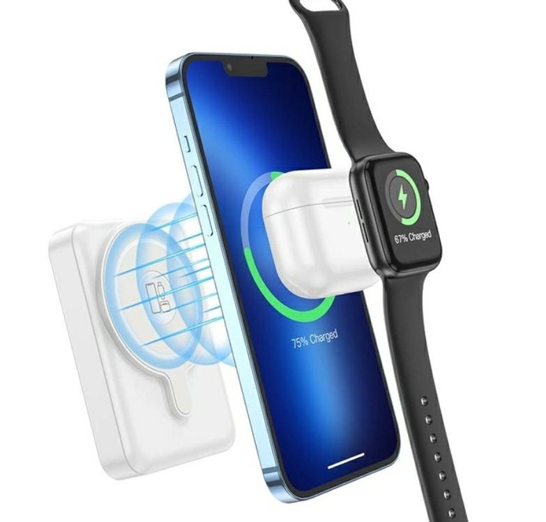 Павербанк Hoco Q11 Expressar PD20W 3-in-1 magnetic PD//MagSafe 10.000mAh білий-1