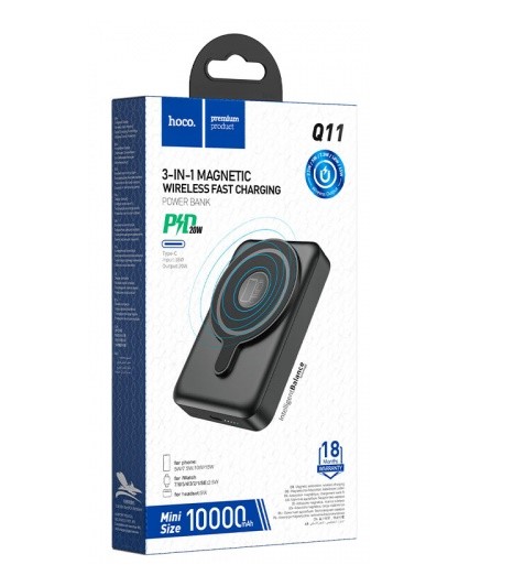Павербанк Hoco Q11 Expressar PD20W 3-in-1 magnetic PD//MagSafe 10.000mAh чорний-0