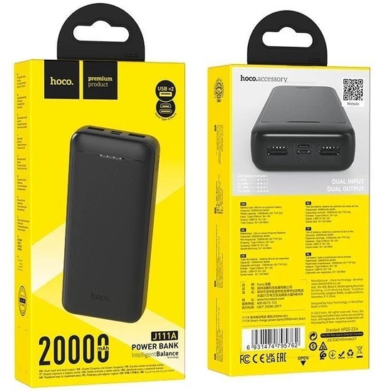 Power Bank Hoco J111A Smart charge 20 000 mAh Black-0