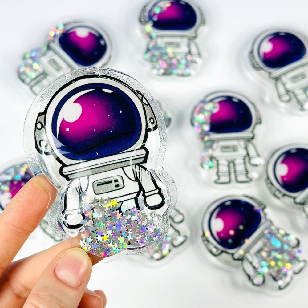 PopSocket 3D Космонавт (Рідкі блискітки)-2