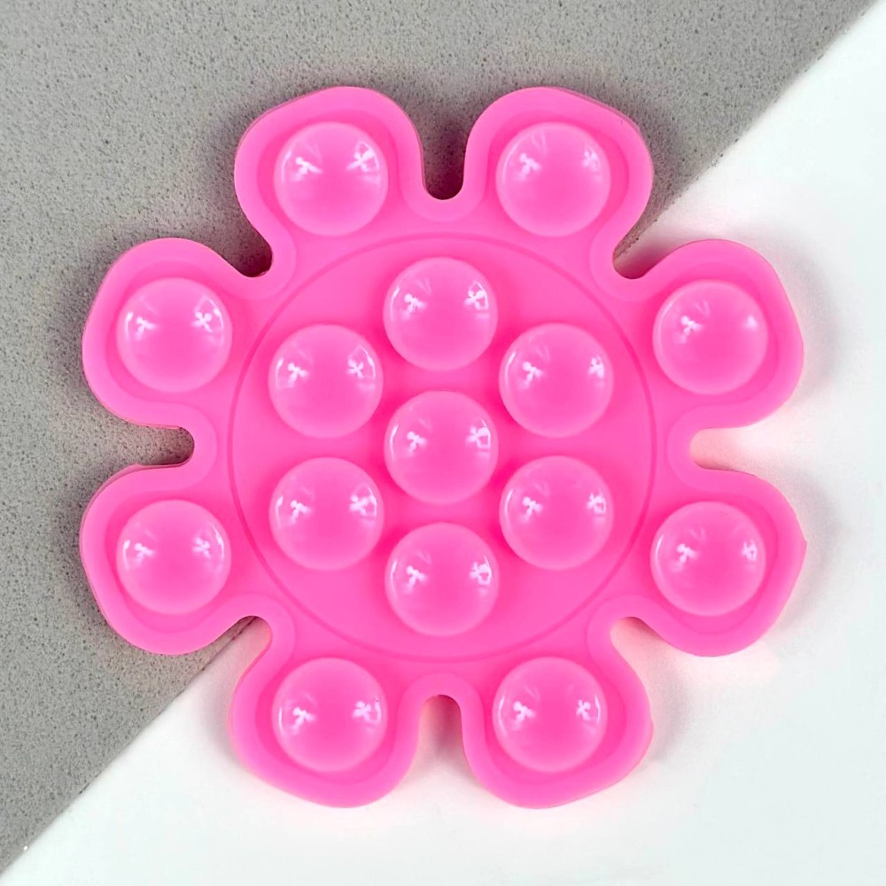Тримач-присоска для мобільного телефону Double Side Silicone FLOWER (Рожева)-0