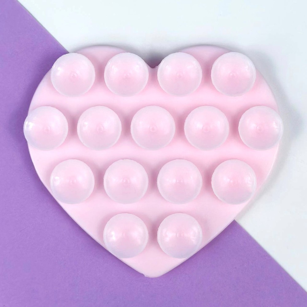 Тримач-присоска для мобільного телефону Double Side Silicone HEARTS (Пудрова)-0