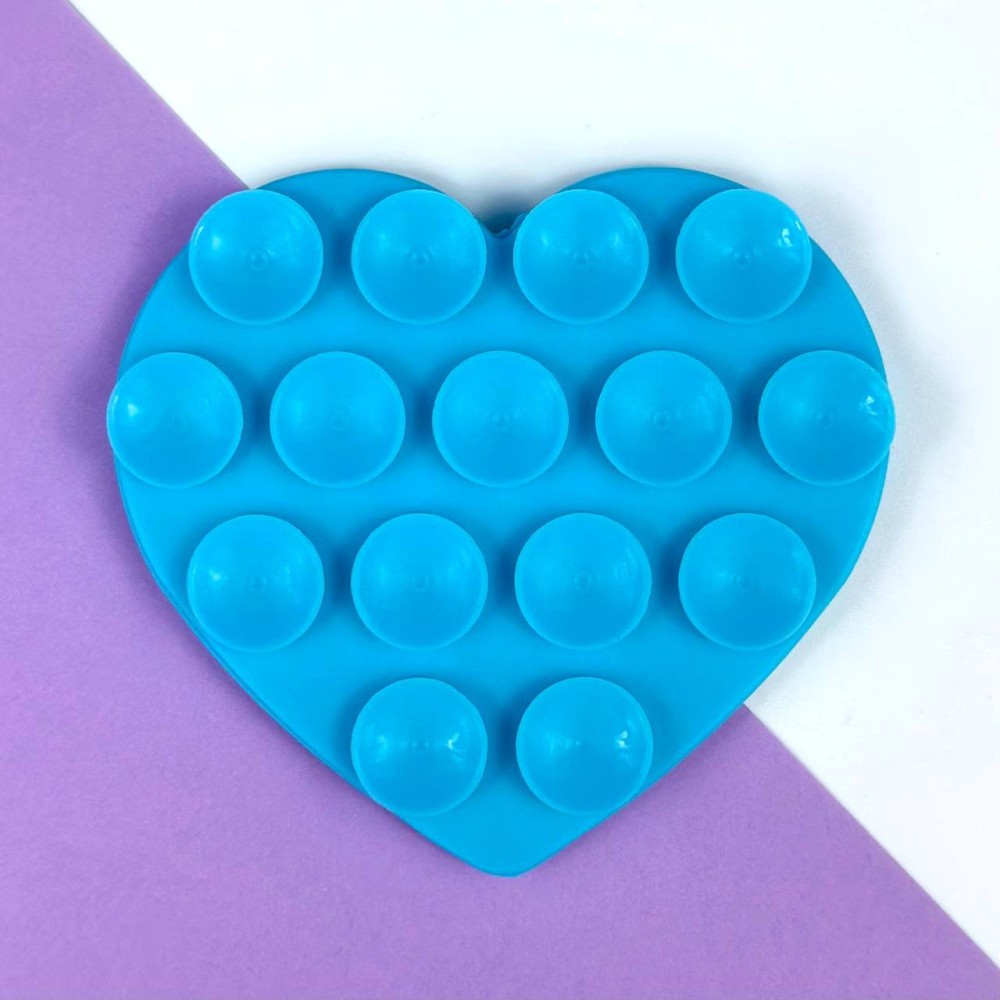Тримач-присоска для мобільного телефону Double Side Silicone HEARTS (Блакитна)-0