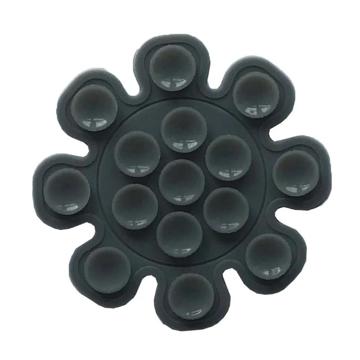 Тримач-присоска для мобільного телефону Double Side Silicone FLOWER (Темно-сіра)-0