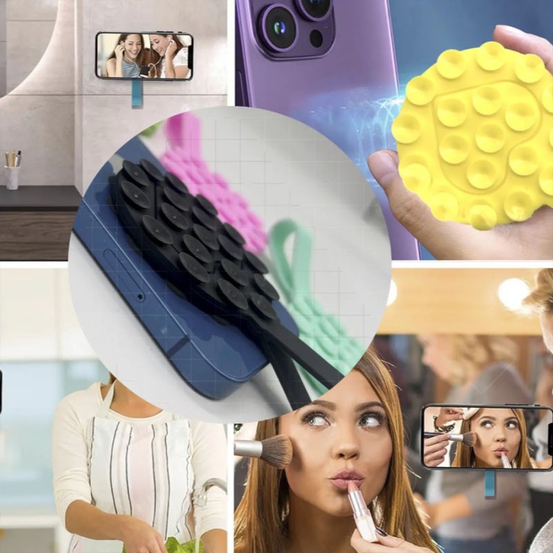 Тримач-присоска для мобільного телефону Double Side Silicone STRAP (Чорна)-1