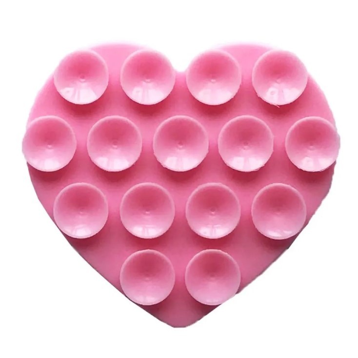 Тримач-присоска для мобільного телефону Double Side Silicone HEARTS (Рожевий)-0