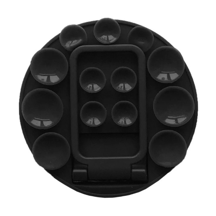 Тримач-присоска Ліппер для телефону НА СКОТЧІ круглий+підставка Black-0