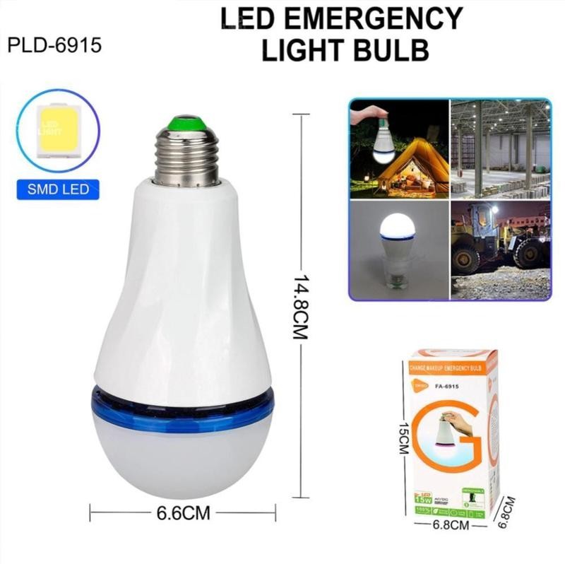 LED Лампа OKGO FA-6915 з акумулятором  (E27/15W/3W от АКБ/1*18650/up2 Hours/6800K/CC500mA)-1