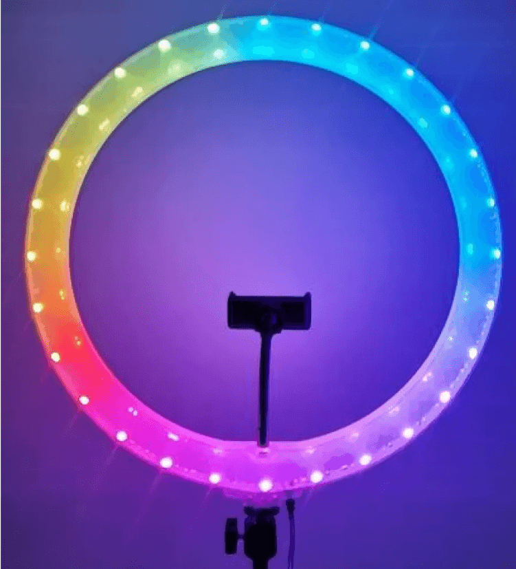 Кільцева світлодіодна Led Лампа Diamond 33см 3D-33 RGB 13" із затискачем для телефону-0