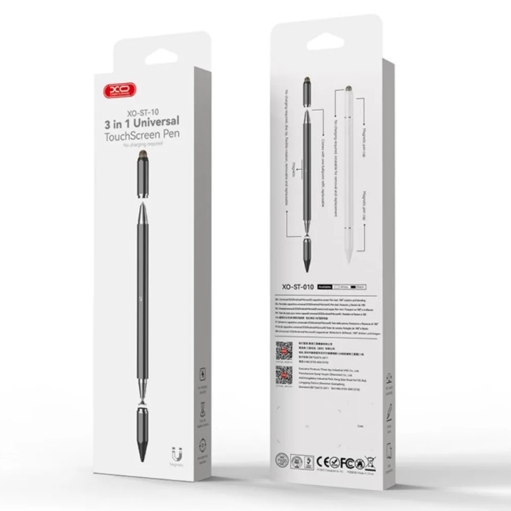 Стілус XO ST-10 3 in 1 touch-sensitive Capacitor Pen білий-0