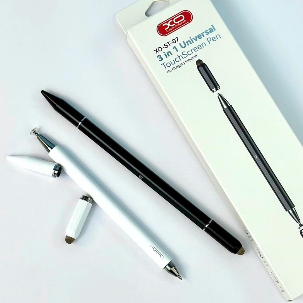 Стилус XO ST-07 Universa 3 in 1 touch-sensitive (Чорний)-0