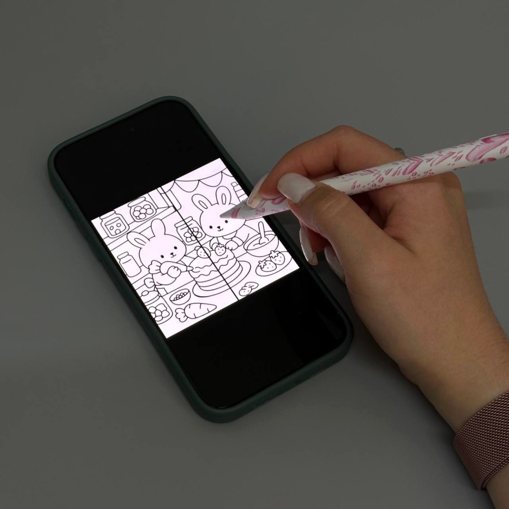Стилус Universal Pen Magnetic (Print Buble Pink) (Біло-рожевий)-2