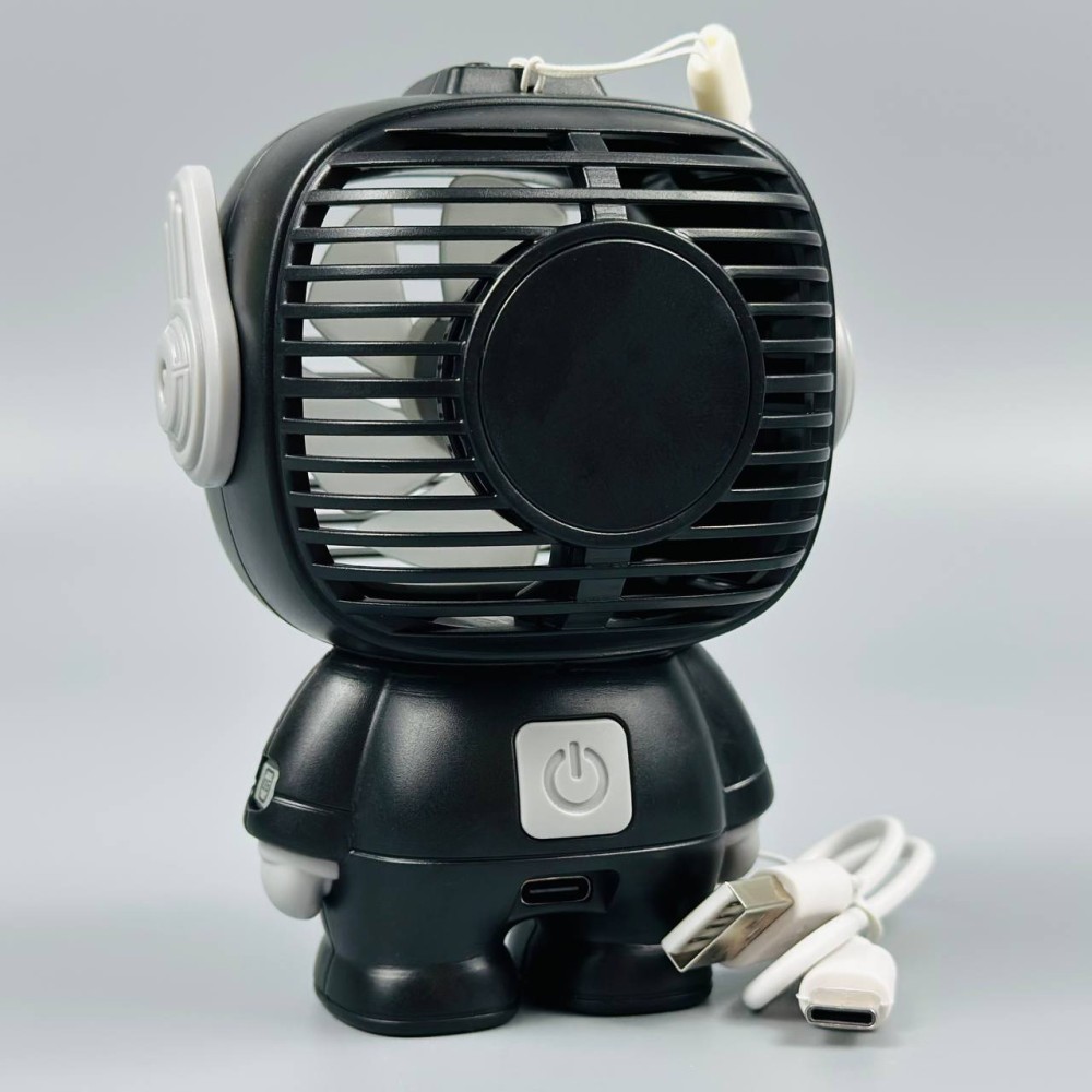 Портативний вентилятор Mini K9 Astronaut з акумулятором (3 режима, Type-C) 11.3см (Чорний)-2