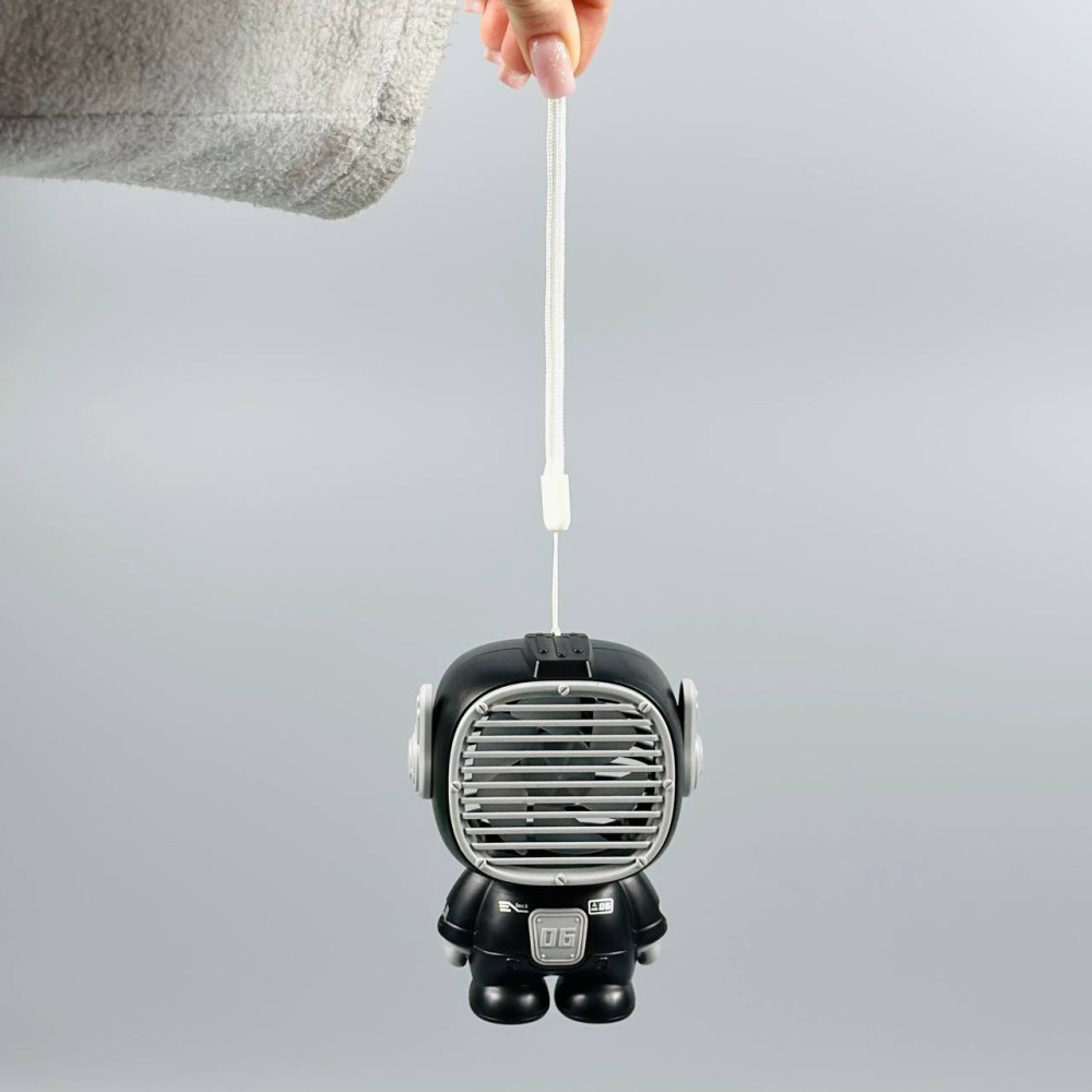 Портативний вентилятор Mini K9 Astronaut з акумулятором (3 режима, Type-C) 11.3см (Чорний)-3