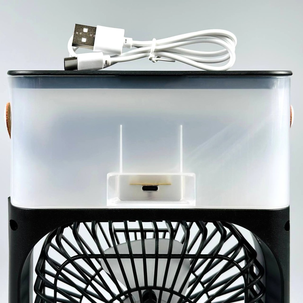 Вентилятор AIR COOLER FAN Mini з контейнером для льоду (23 см) (Чорний)-4
