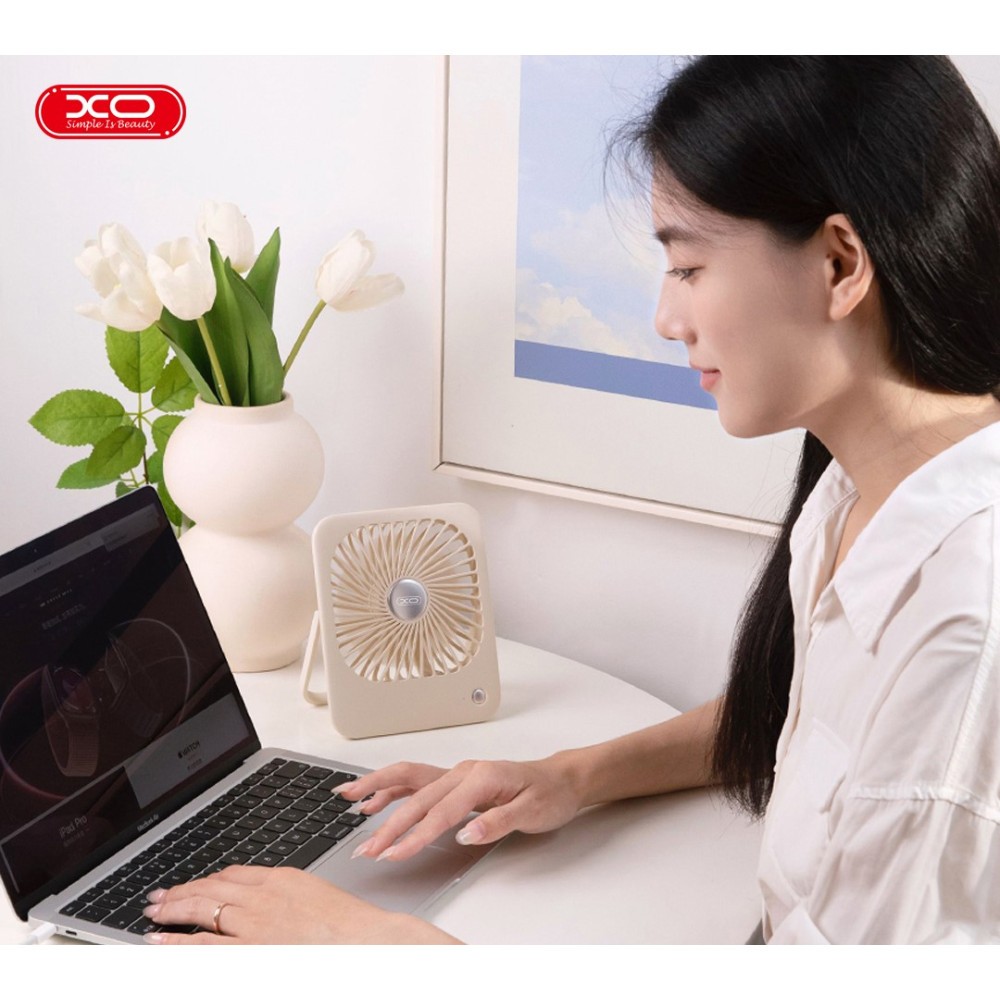 Вентилятор XO MF83 Thin Desktop Folding/Hangable 2000mah (Бежевий)-5